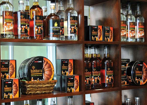 A photograph of Bambarra Rum and rum cakes at FOTTAC, The Regent Village, Providenciales (Provo), Turks and Caicos Islands.