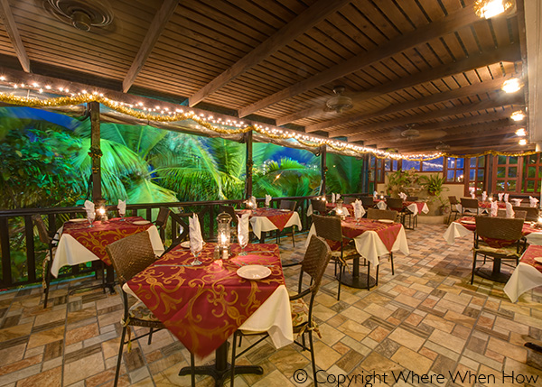 A photograph of Dining on The Terrace at Bella Luna Ristorante, Grace Bay, Providenciales (Provo), Turks and Caicos Islands.