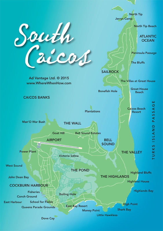 A map of South Caicos in the Turks and Caicos Islands