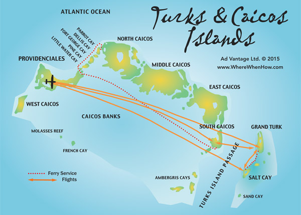 A map of the Turks and Caicos Islands