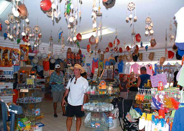 A photograph of shoppers at MaMa's Gift Shop, Providenciales (Provo), Turks and Caicos Islands.
