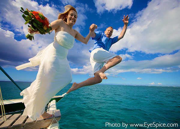 A photograph of the wedding of Jolyn English and Rick Johnson married 14 April 2014 on Water Cay, Providenciales (Provo), Turks and Caicos Islands